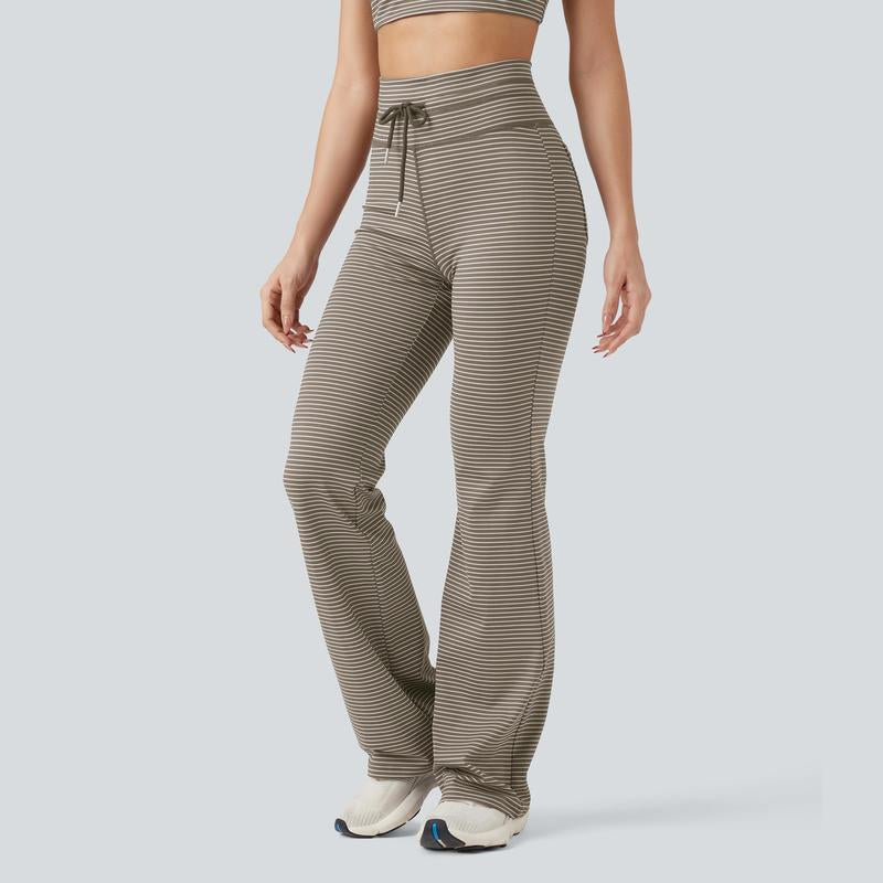 Halara High Waisted Drawstring Stripe Flare Yoga Pants with Pockets