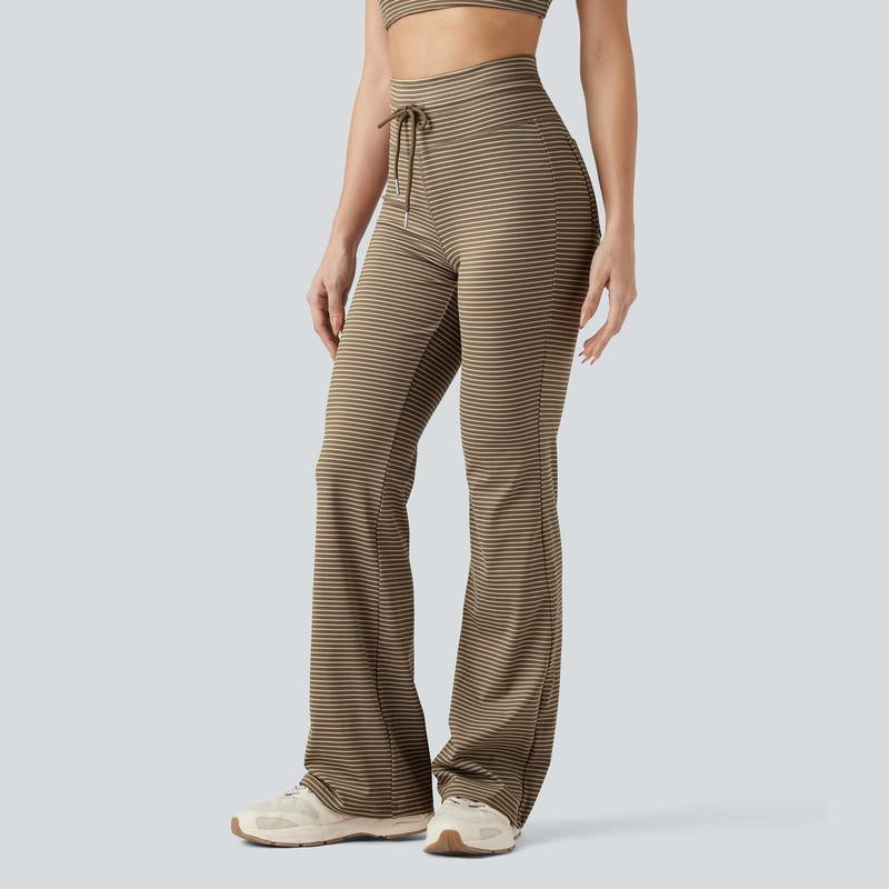 Halara High Waisted Drawstring Stripe Flare Yoga Pants with Pockets