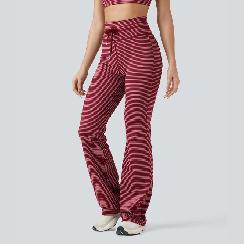 Halara High Waisted Drawstring Stripe Flare Yoga Pants with Pockets