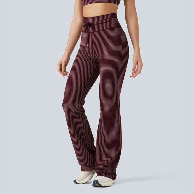 Halara High Waisted Drawstring Stripe Flare Yoga Pants with Pockets