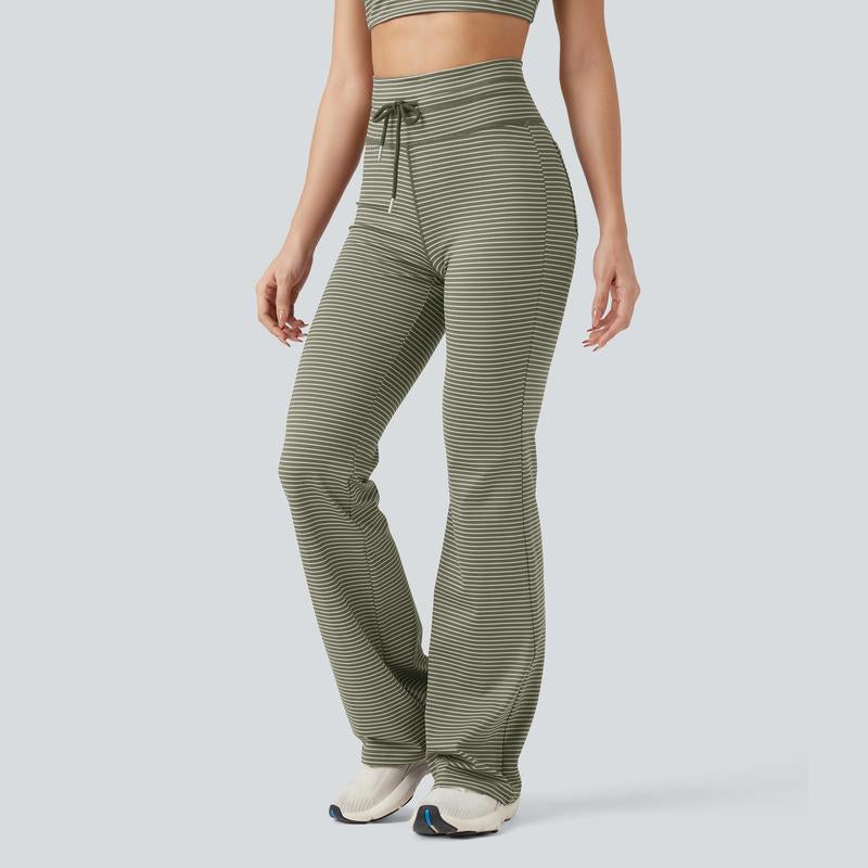 Halara High Waisted Drawstring Stripe Flare Yoga Pants with Pockets